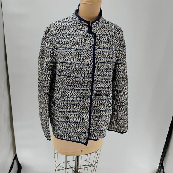 LAFAYETTE 148 Regatta Multi color Cotton Blend Snap Button Jacket tweed academia - Picture 1 of 12
